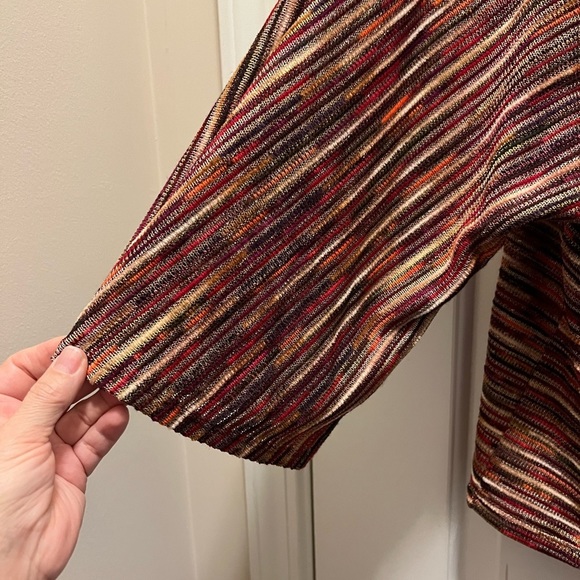 Choices 3/4 length sleeve kimono cardigan sweater XL Festive Fall Metallic - Picture 4 of 11